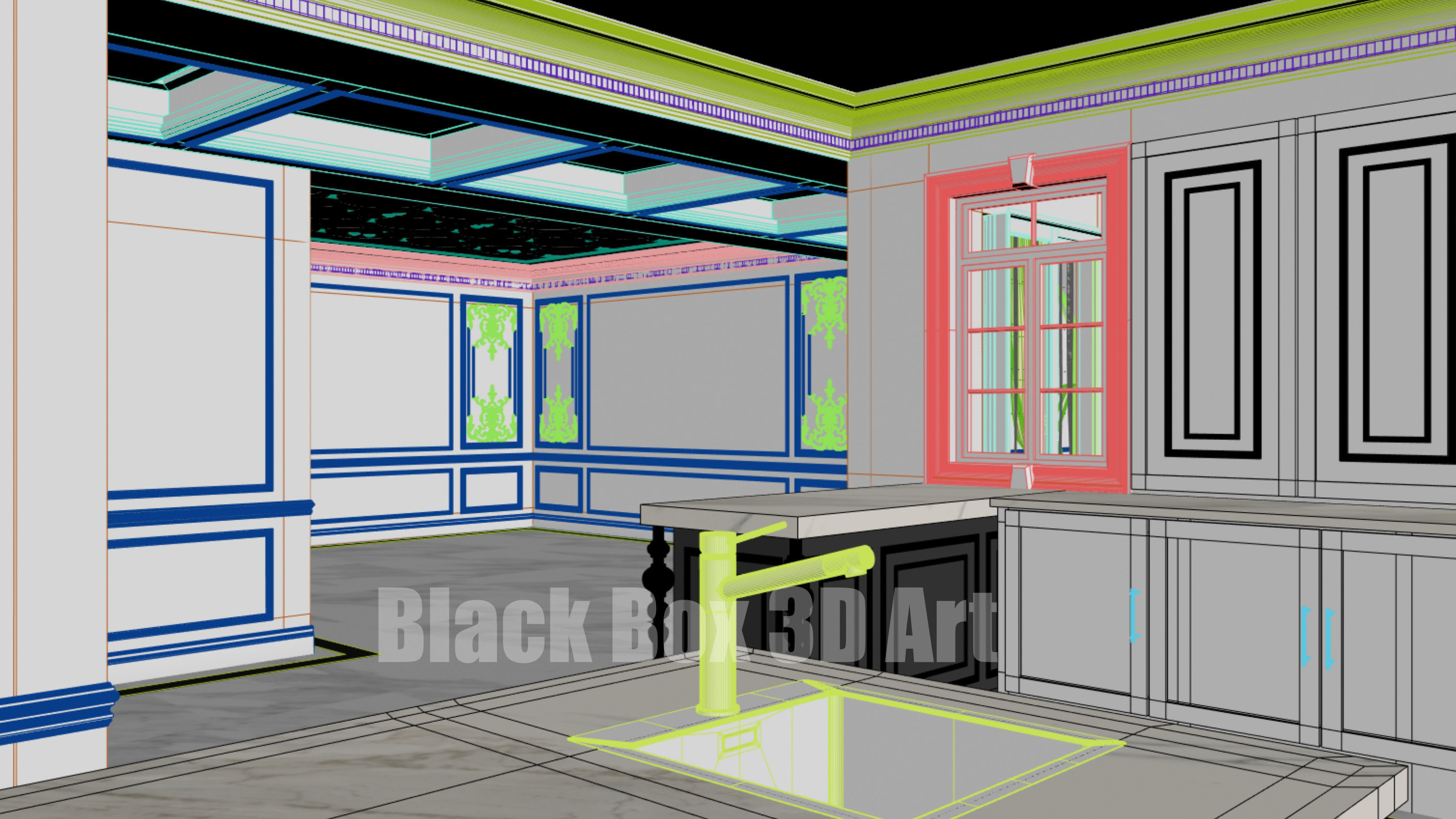 Classic interior design of the villa 3D model_31