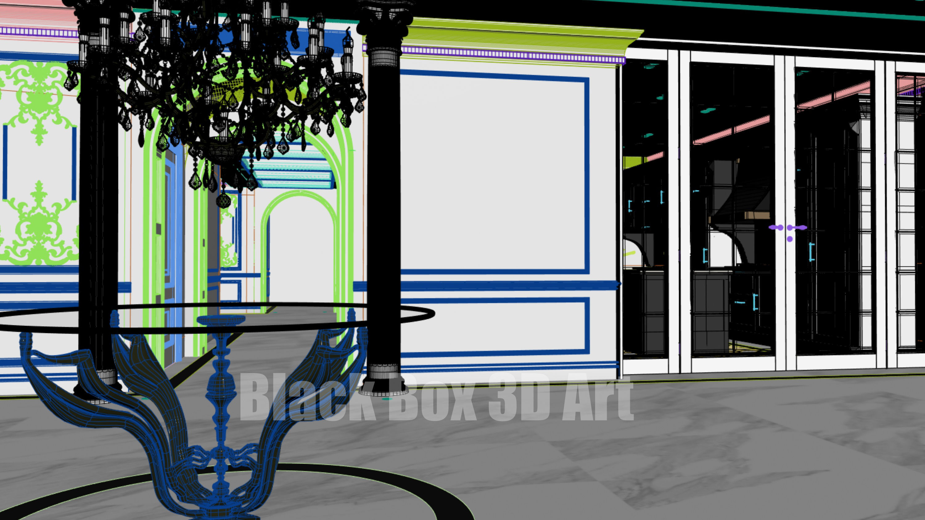 Classic interior design of the villa 3D model_37