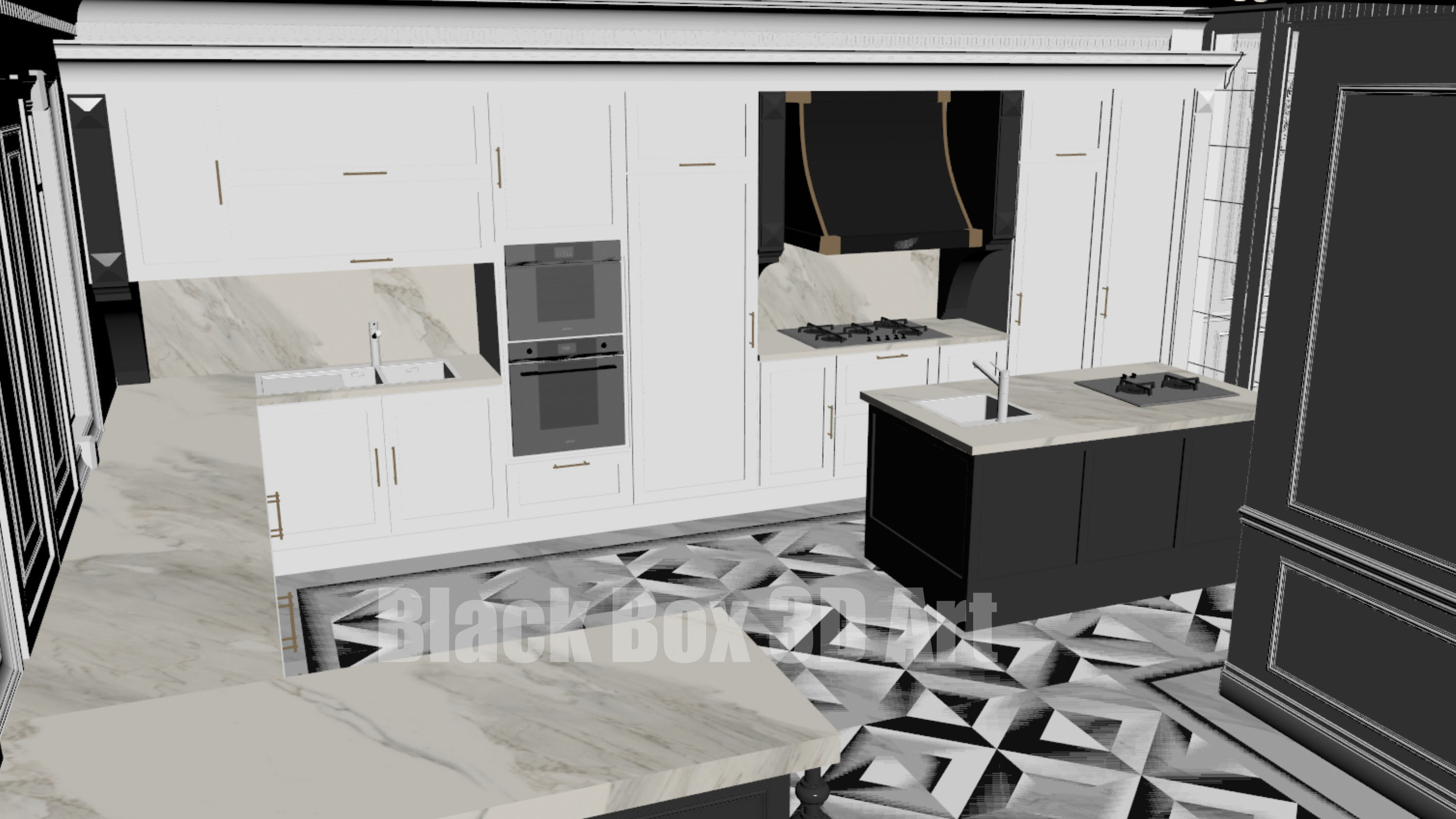 Classic interior design of the villa 3D model_60