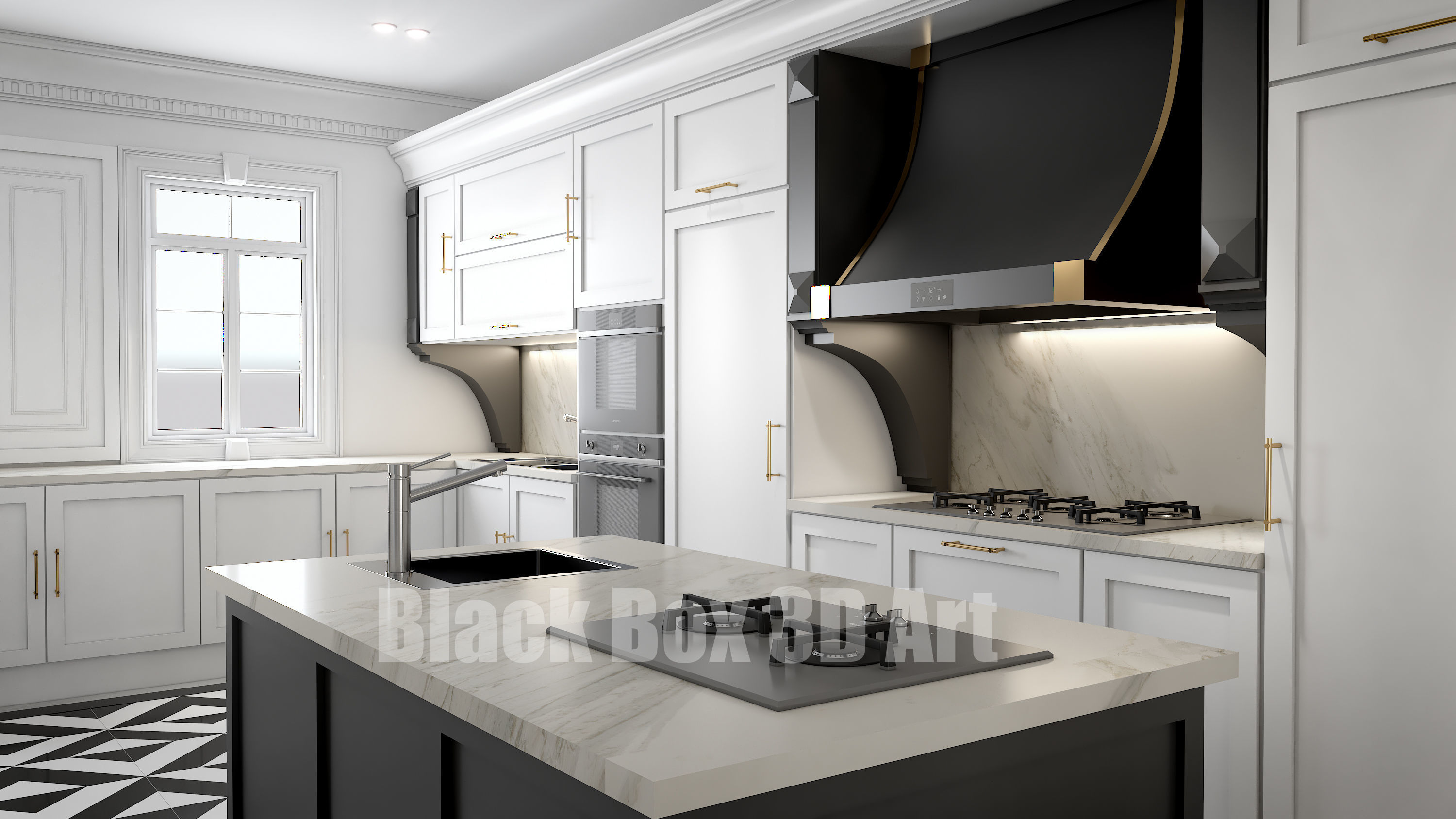 Classic interior design of the villa 3D model_5