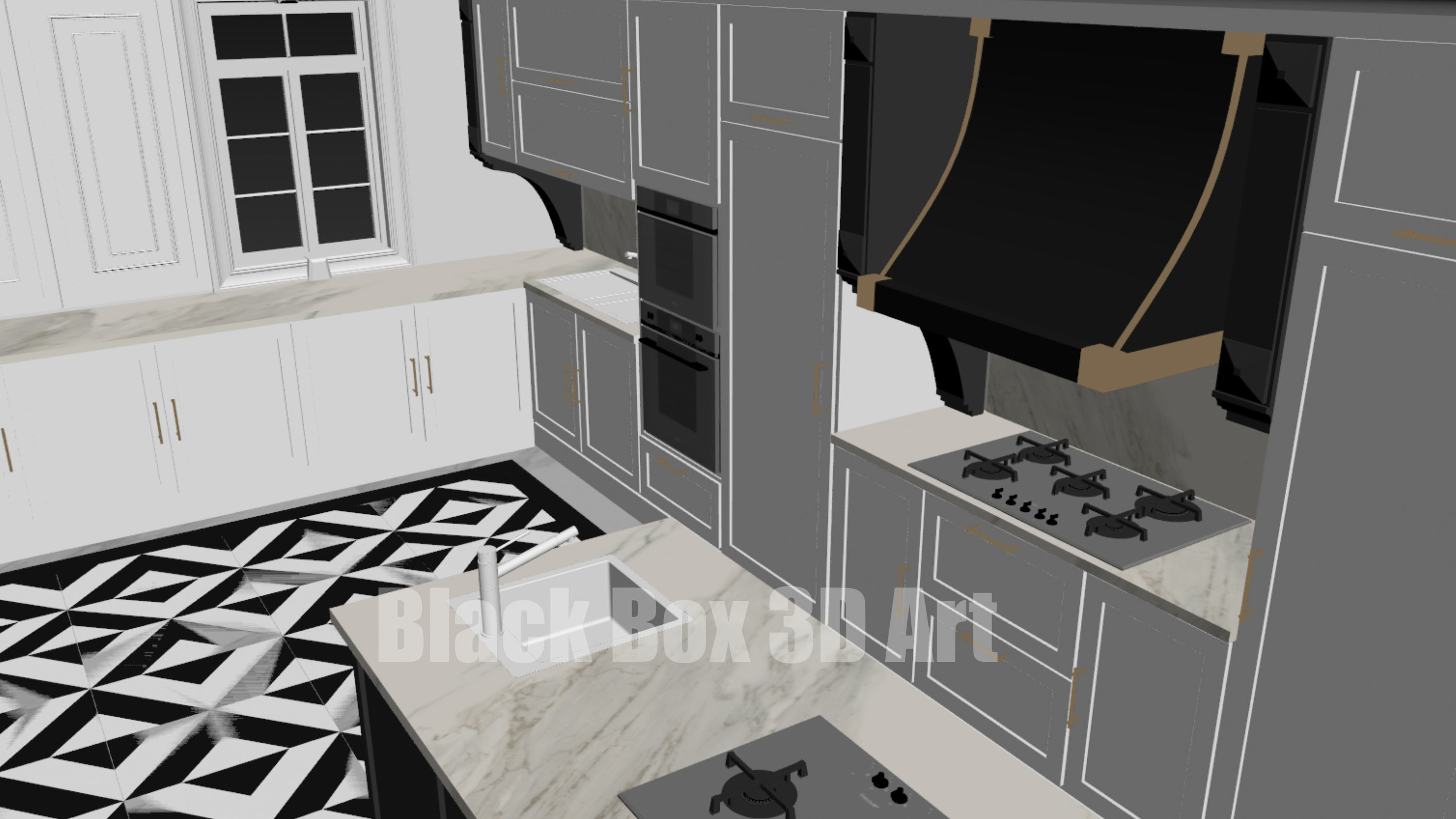 Classic interior design of the villa 3D model_49