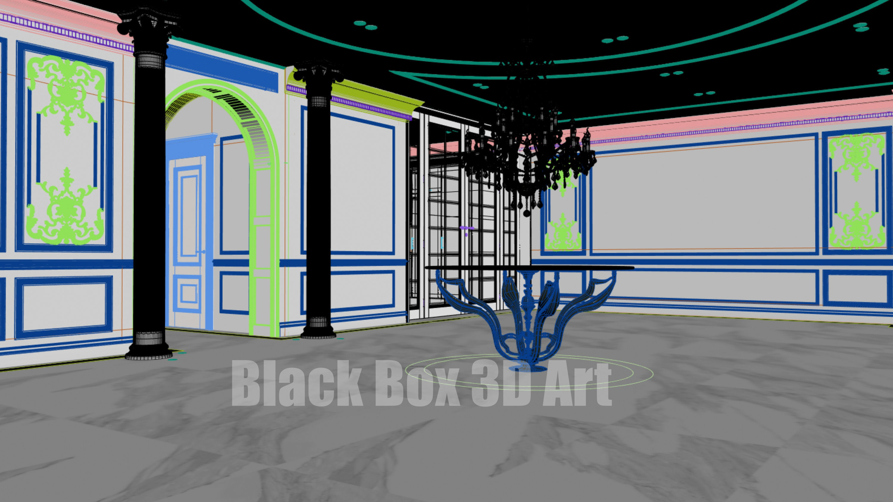 Classic interior design of the villa 3D model_40