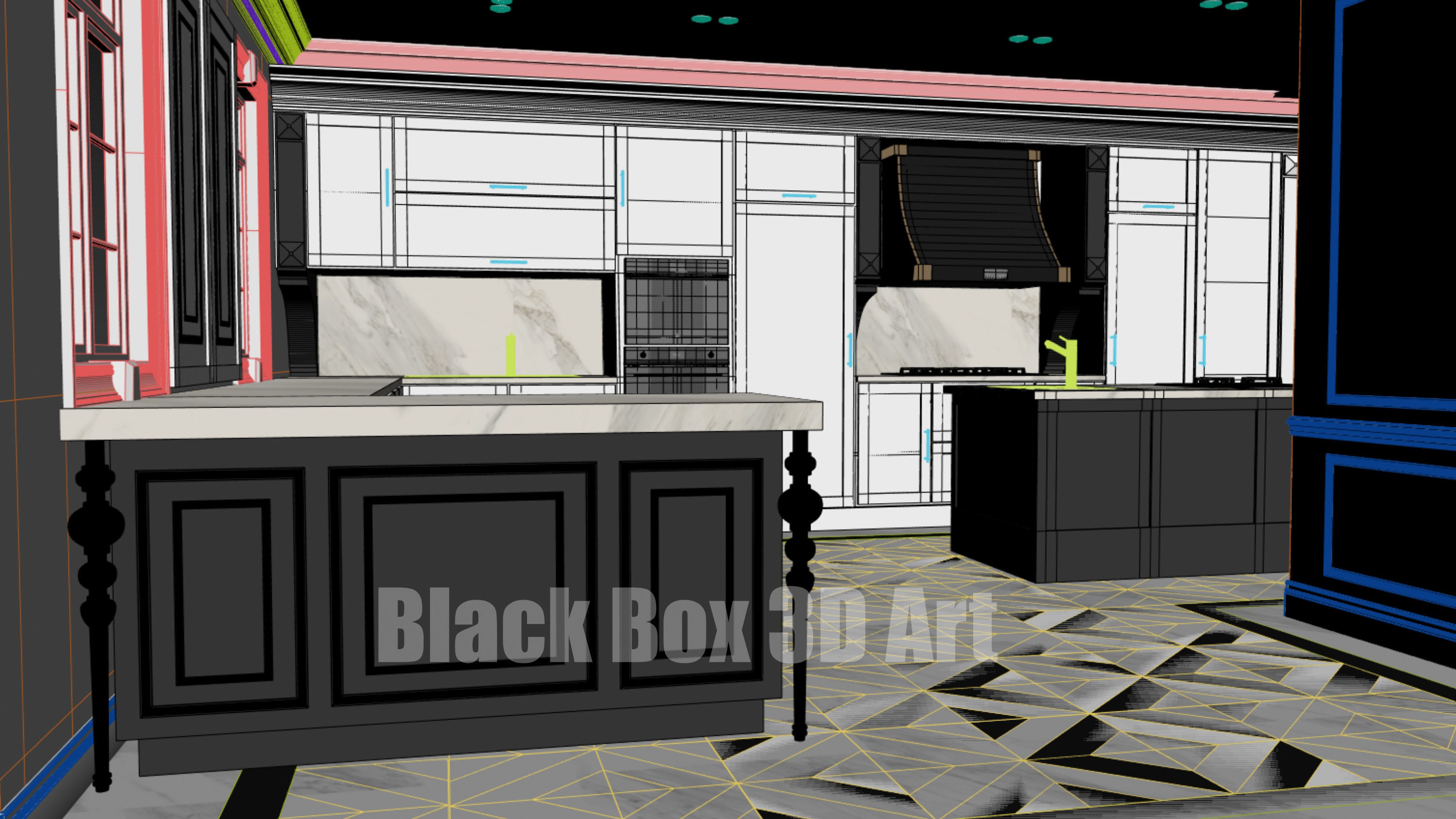 Classic interior design of the villa 3D model_23