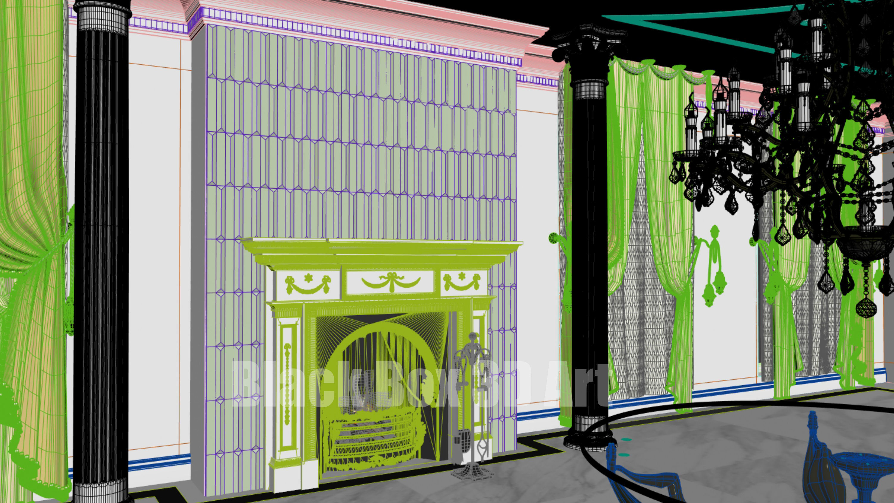 Classic interior design of the villa 3D model_43