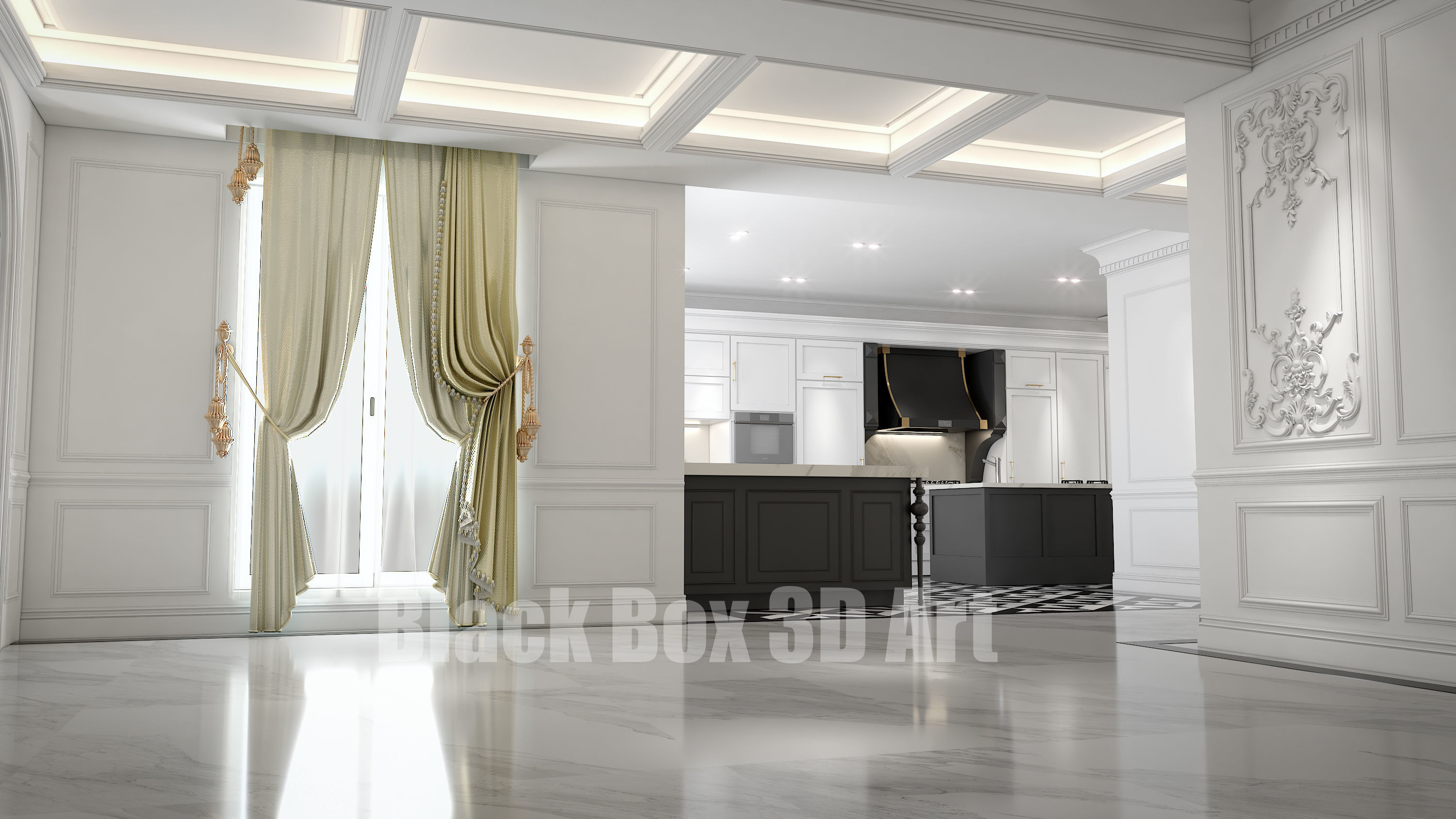 Classic interior design of the villa 3D model_16