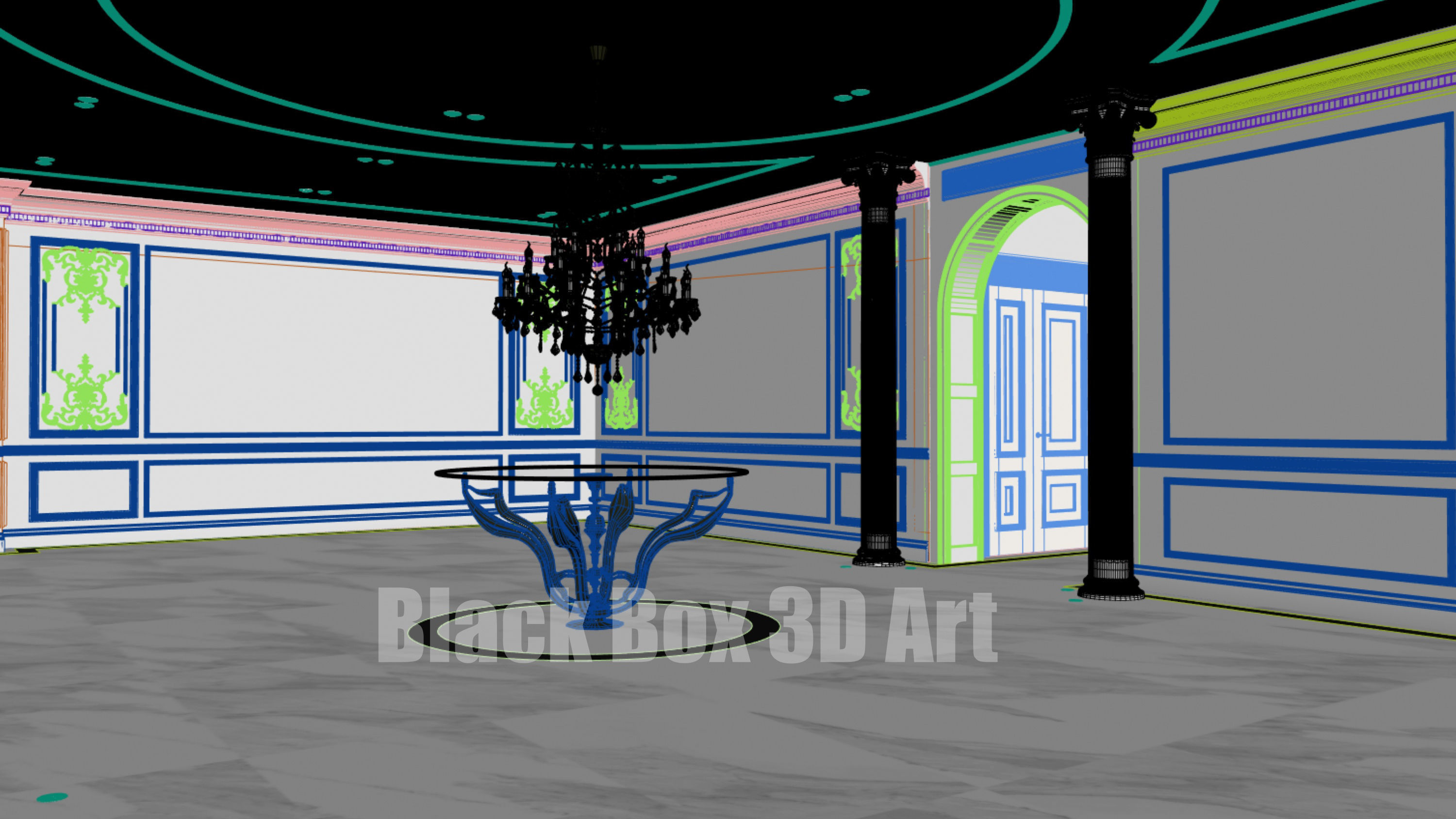 Classic interior design of the villa 3D model_46