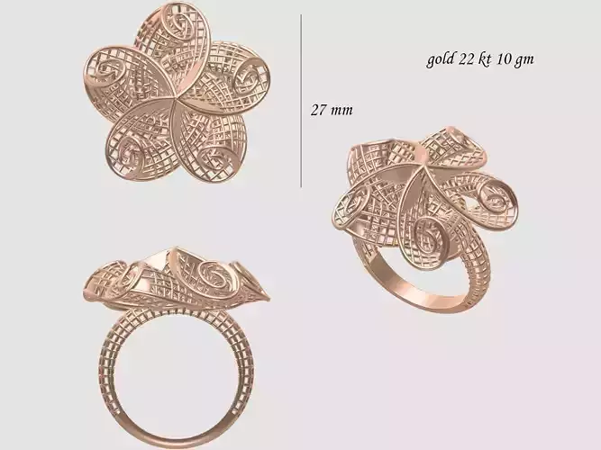 gold jali ring  3D print model