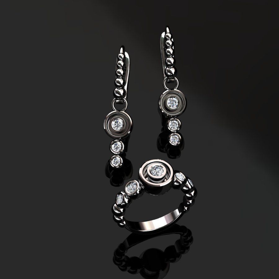 Ring and Earrings  3D print model_9