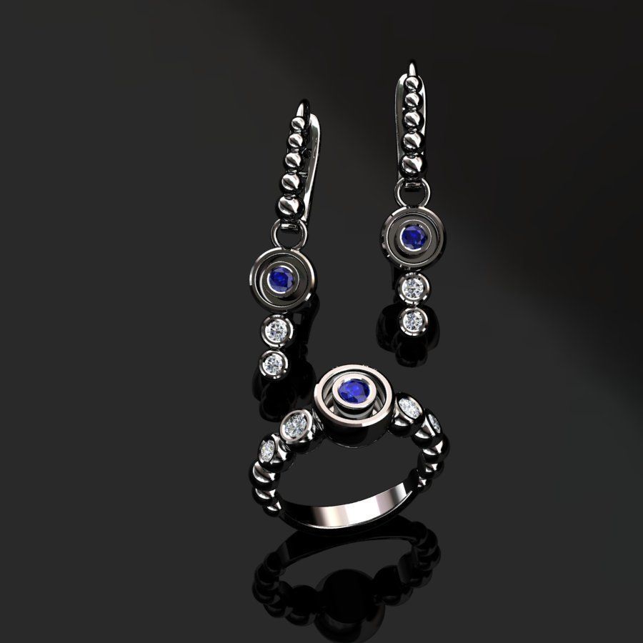 Ring and Earrings  3D print model_1