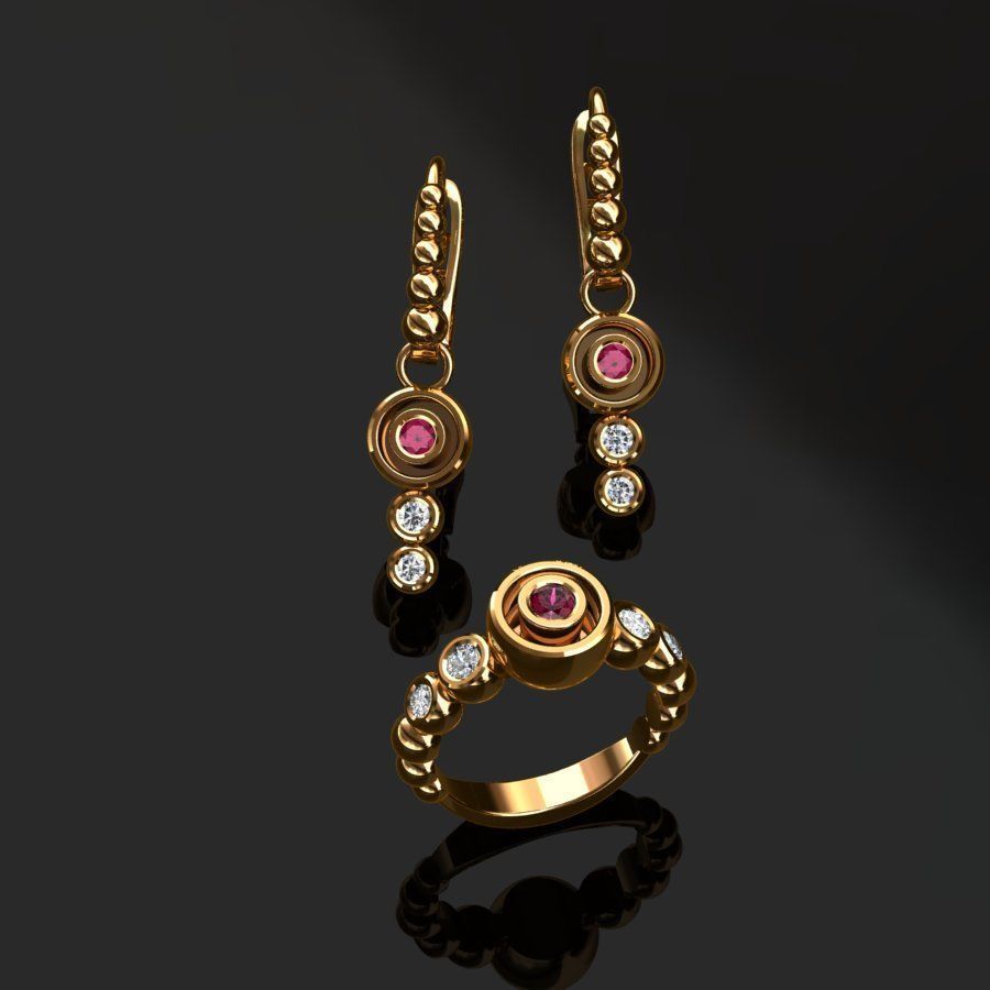Ring and Earrings  3D print model_7