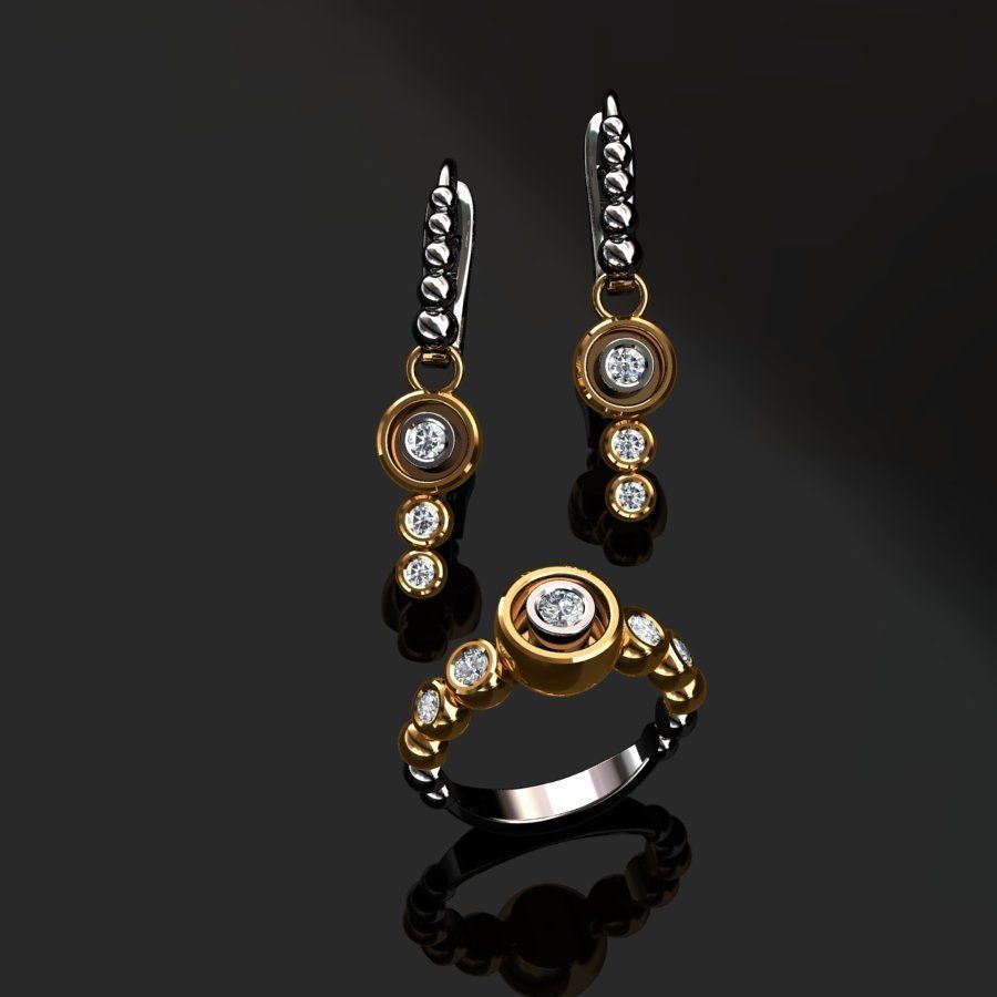 Ring and Earrings  3D print model_6