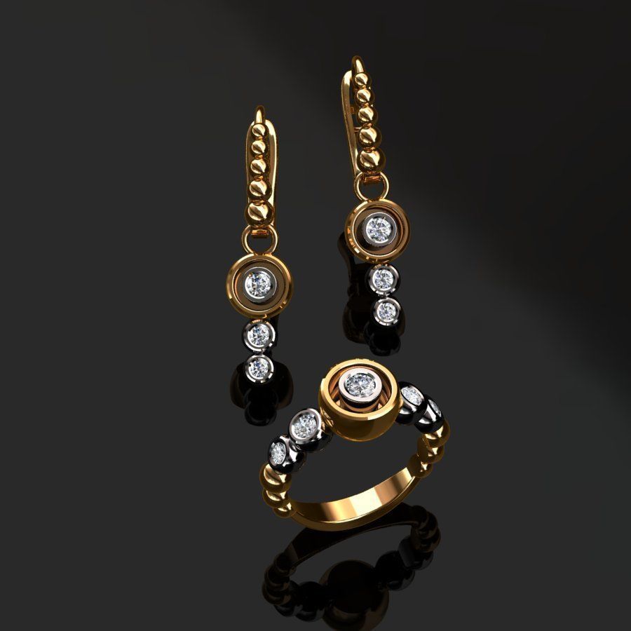 Ring and Earrings  3D print model_4