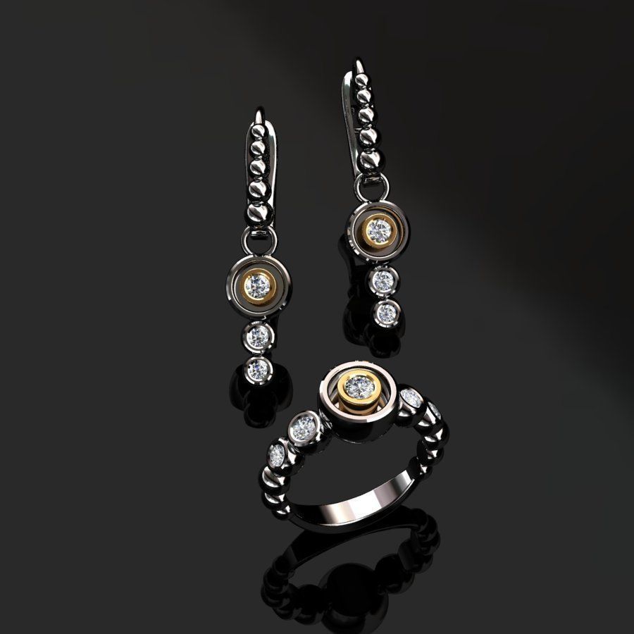 Ring and Earrings  3D print model_3