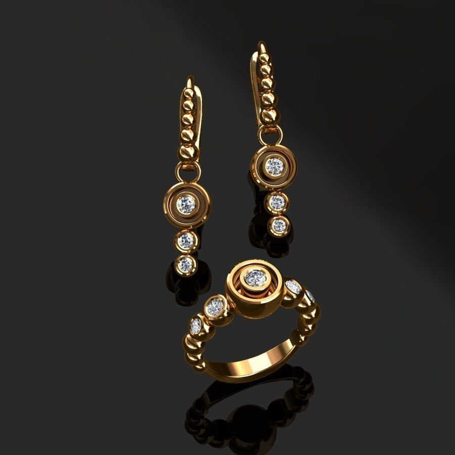 Ring and Earrings  3D print model_5