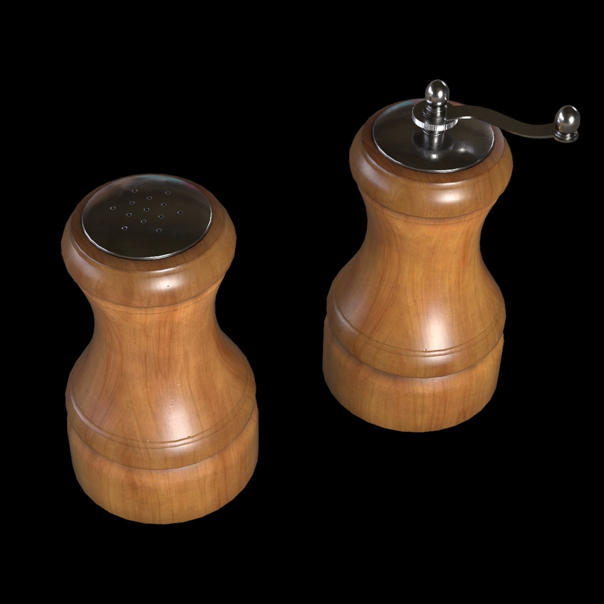 Salt and Pepper Shakers Low-poly 3D model_3