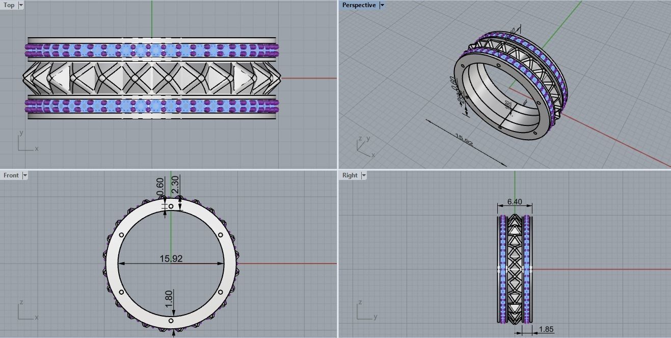 Pyramid ring Size 50 3D print model_14