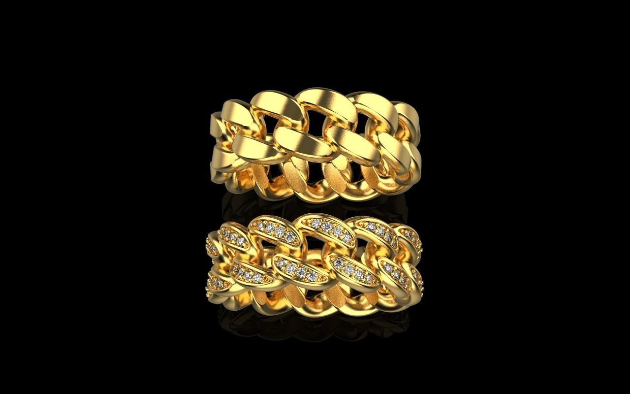 Cuban chain ring  Size 17  3D print model_1