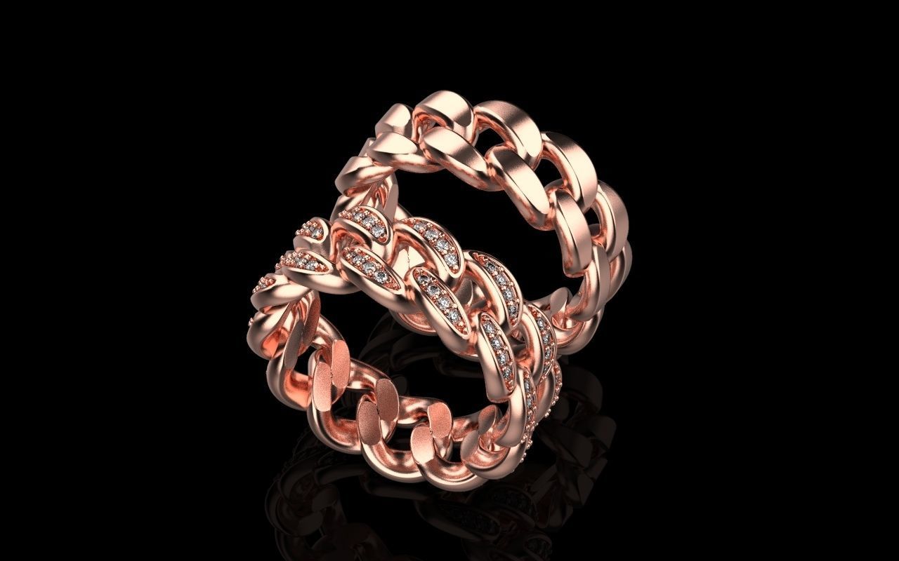 Cuban chain ring  Size 17  3D print model_4