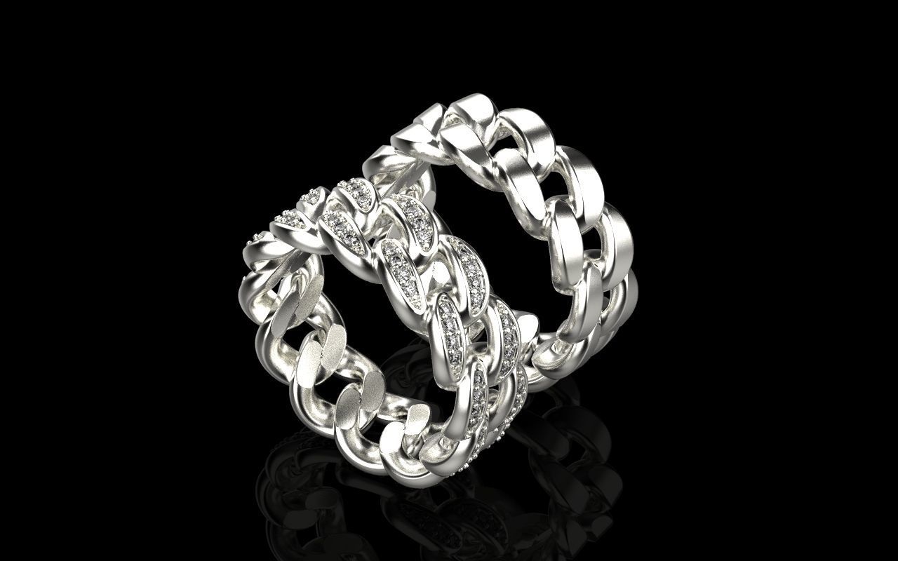 Cuban chain ring  Size 17  3D print model_9