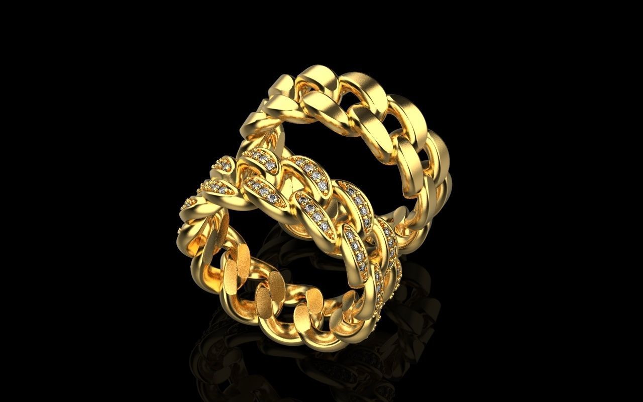 Cuban chain ring  Size 17  3D print model_3