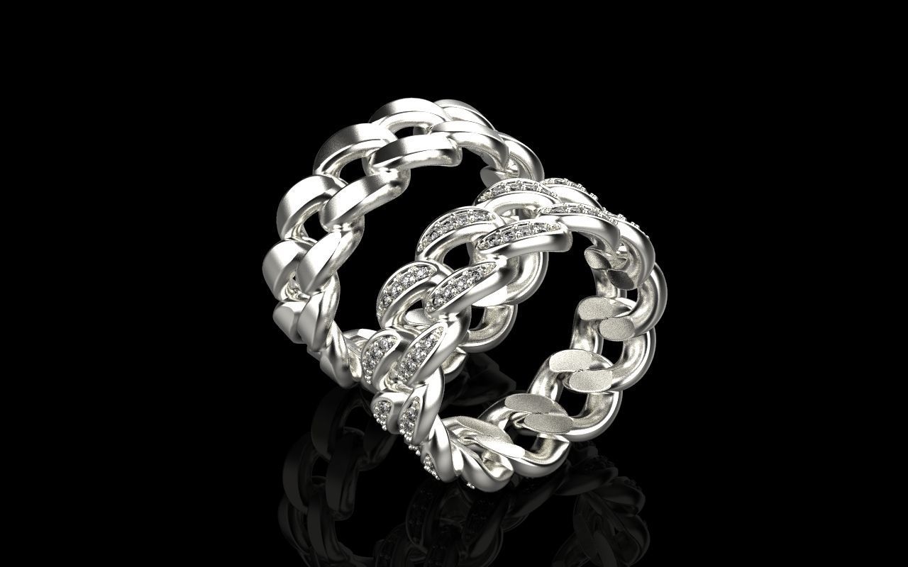 Cuban chain ring  Size 17  3D print model_7