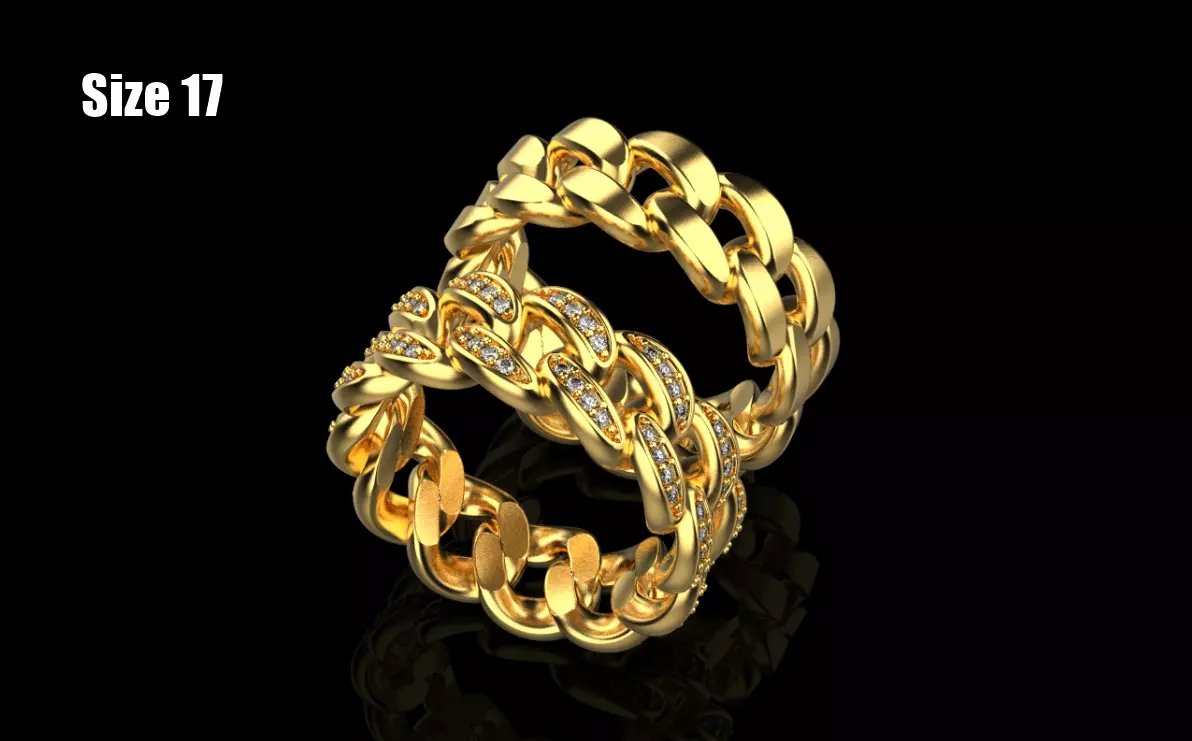 Cuban chain ring  Size 17  3D print model_0