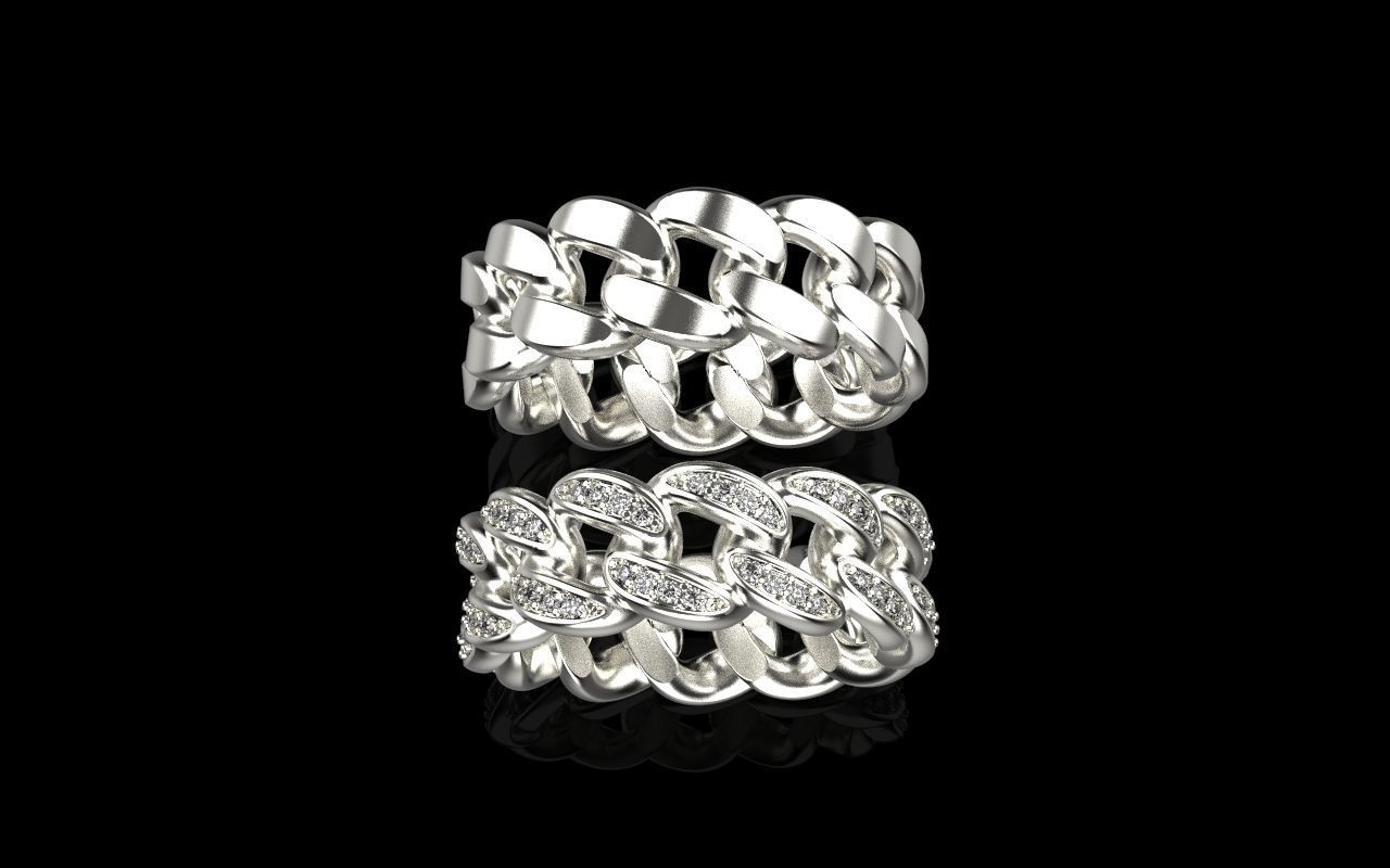 Cuban chain ring  Size 17  3D print model_8