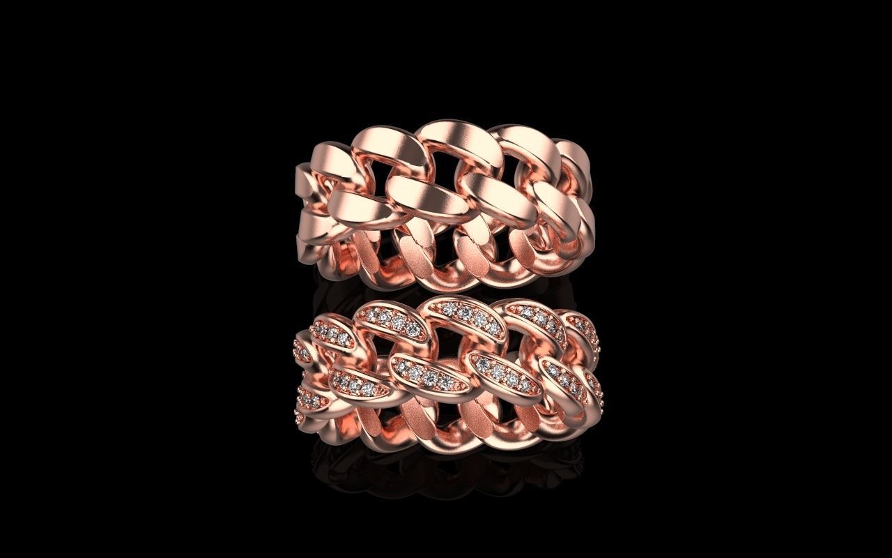 Cuban chain ring  Size 17  3D print model_5