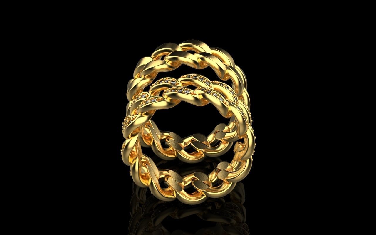 Cuban chain ring  Size 17  3D print model_2