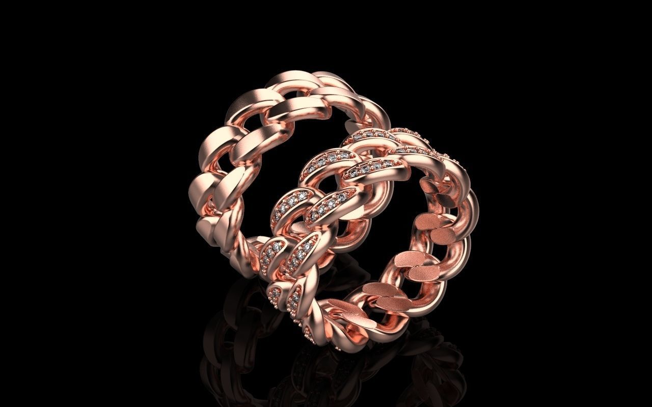 Cuban chain ring  Size 17  3D print model_6