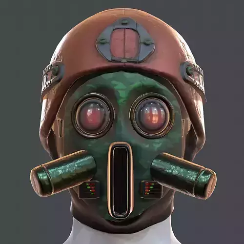 Gas mask helmet 3d model scifi Low-poly 