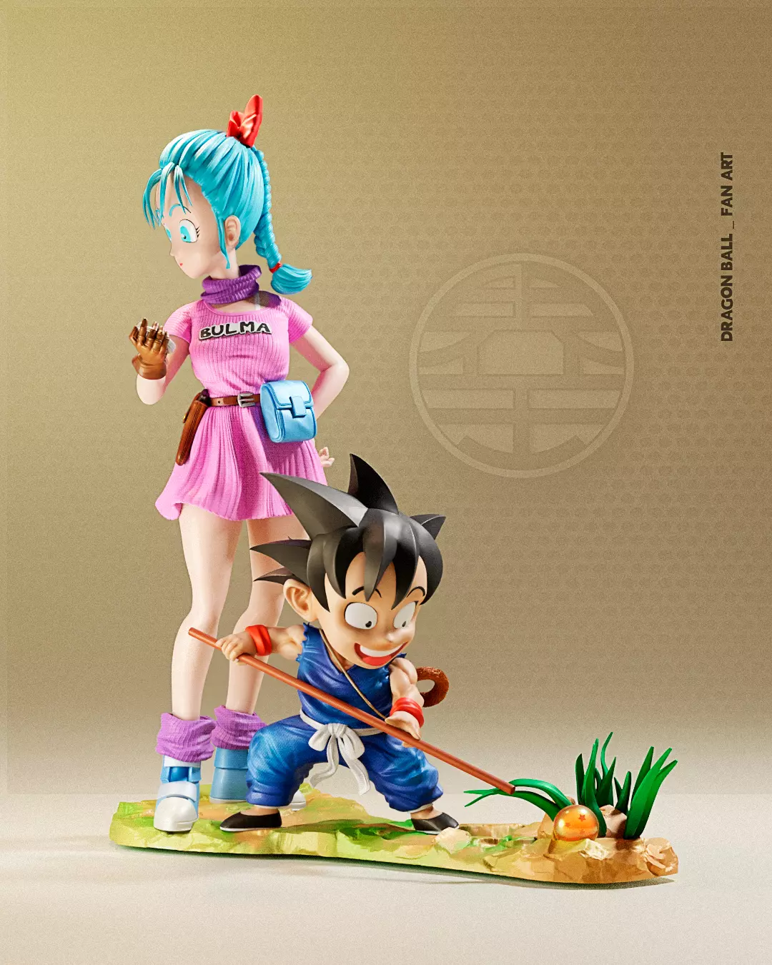 Dragon Ball Statue - Goku and Bulma Fan Art 3D print model