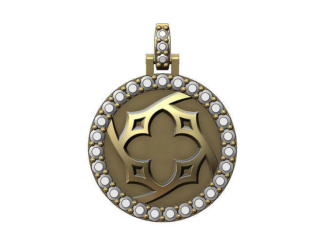 Gothic ornament diamond pendant with bail 3D print model