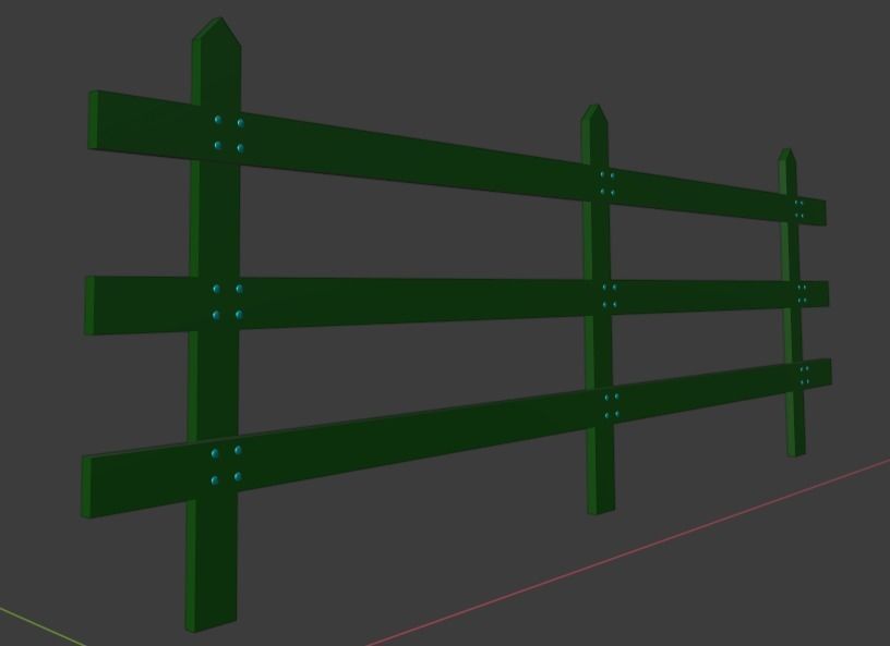 Simple Fence Low-poly 3D model_1