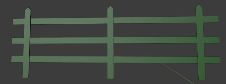Simple Fence Low-poly 3D model_3