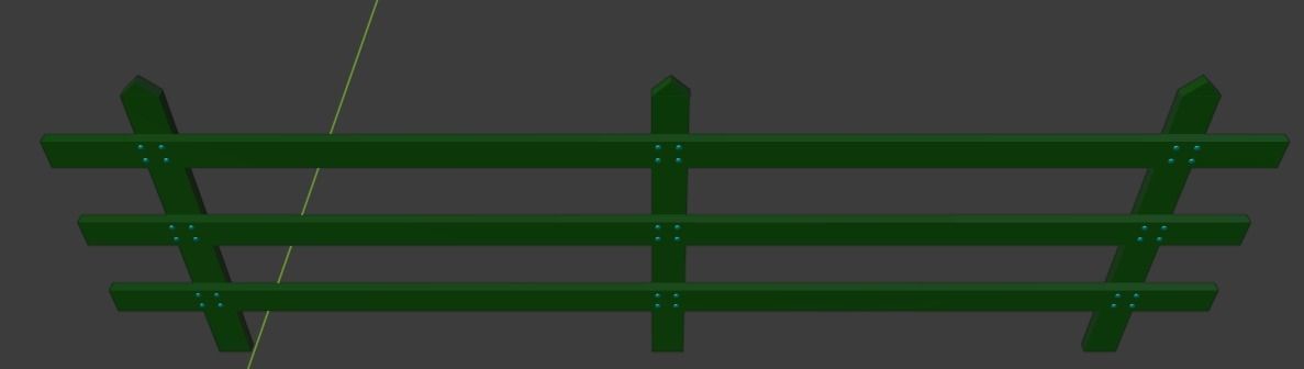 Simple Fence Low-poly 3D model_2