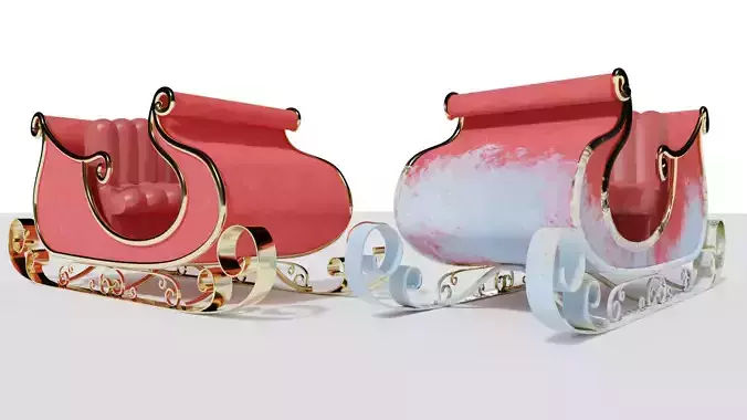 Santas sleigh - Sled PBR Model Low-poly 3D model