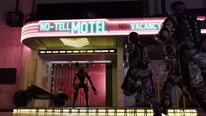 Cyberpunk Street Scene - High Detail 3D model 3D model