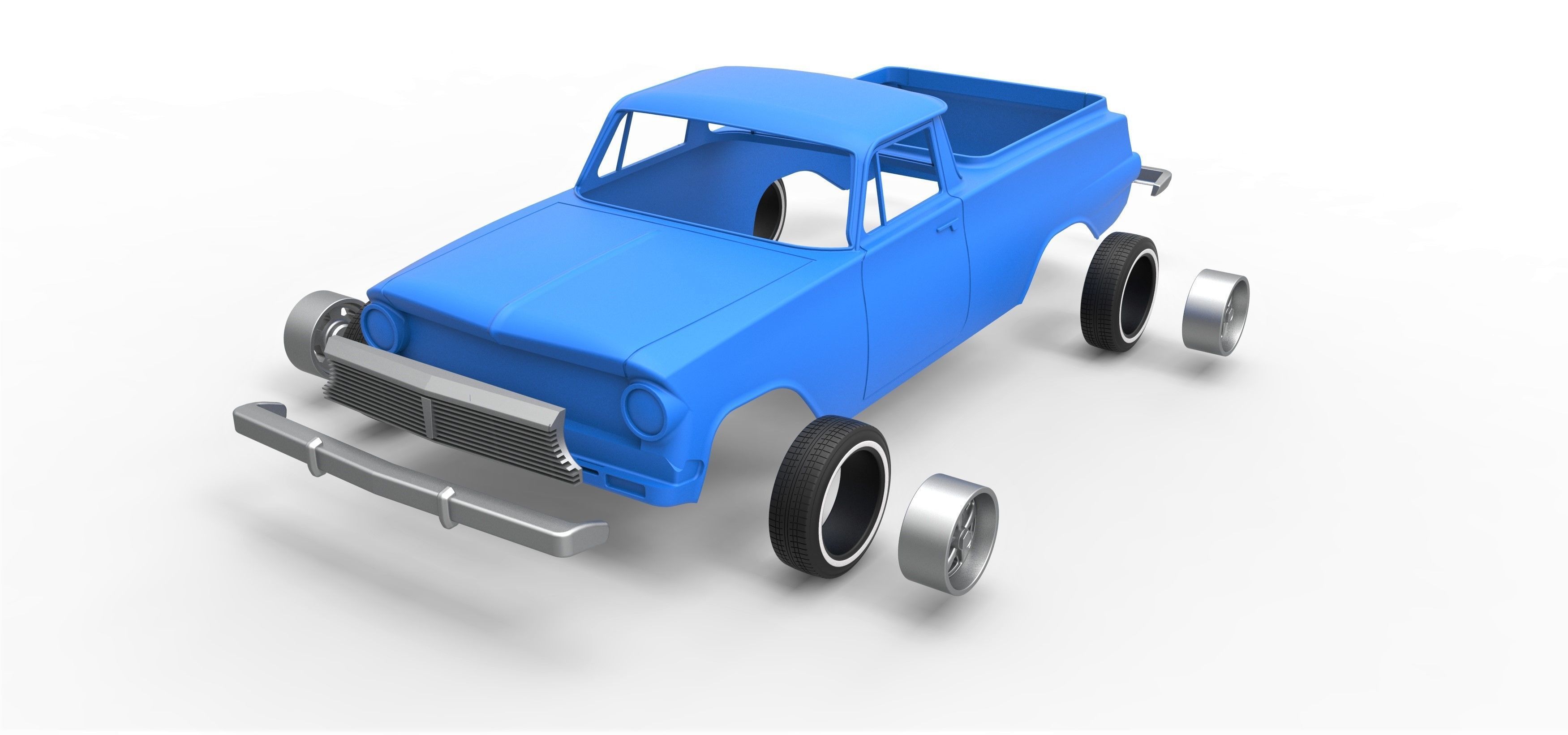 Shell and wheels Holden EJ UTE 1963 Scale 1 to 10 3D print model_14