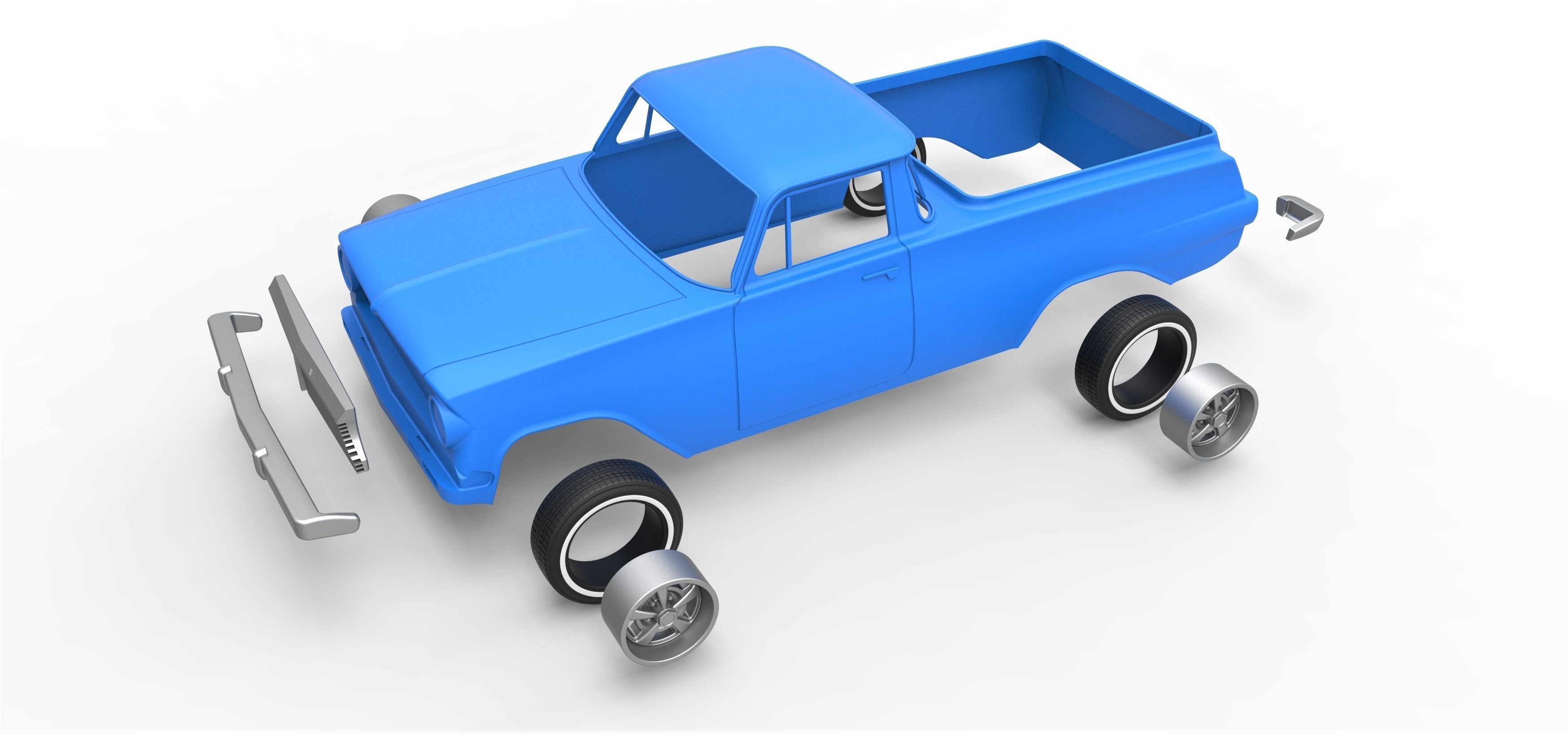 Shell and wheels Holden EJ UTE 1963 Scale 1 to 10 3D print model_13