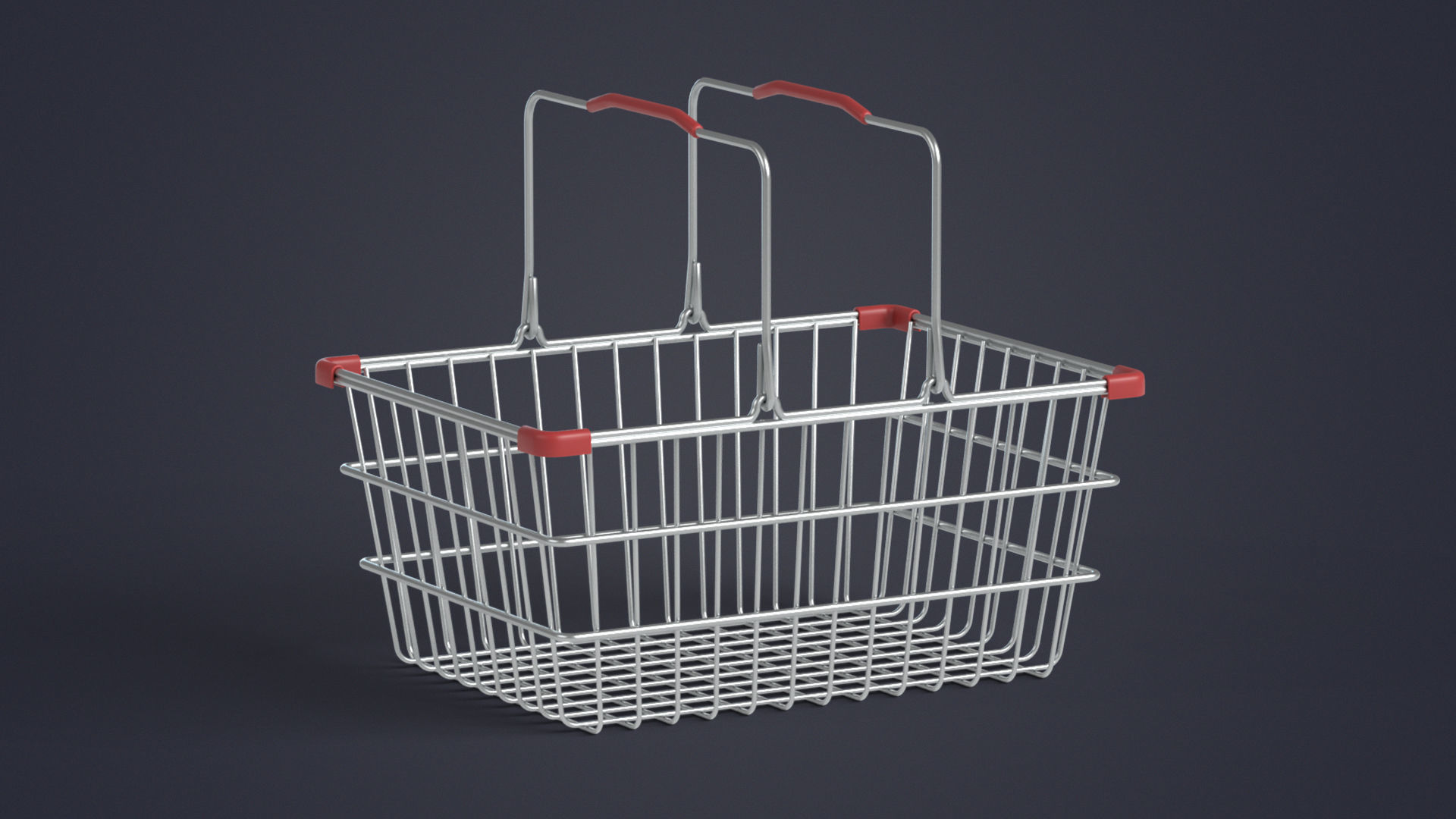 Metal Shopping Basket Low-poly 3D model_7