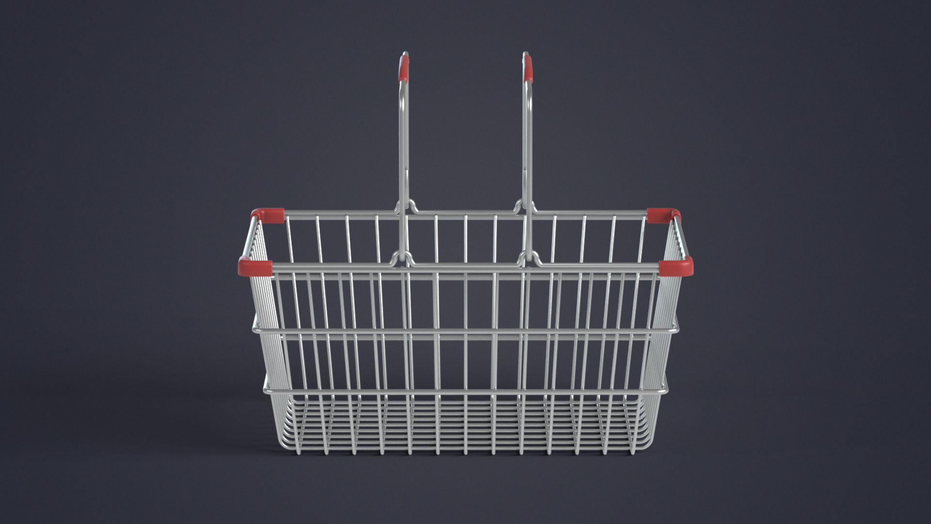 Metal Shopping Basket Low-poly 3D model_6