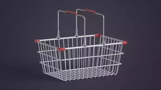 Metal Shopping Basket Low-poly 3D model