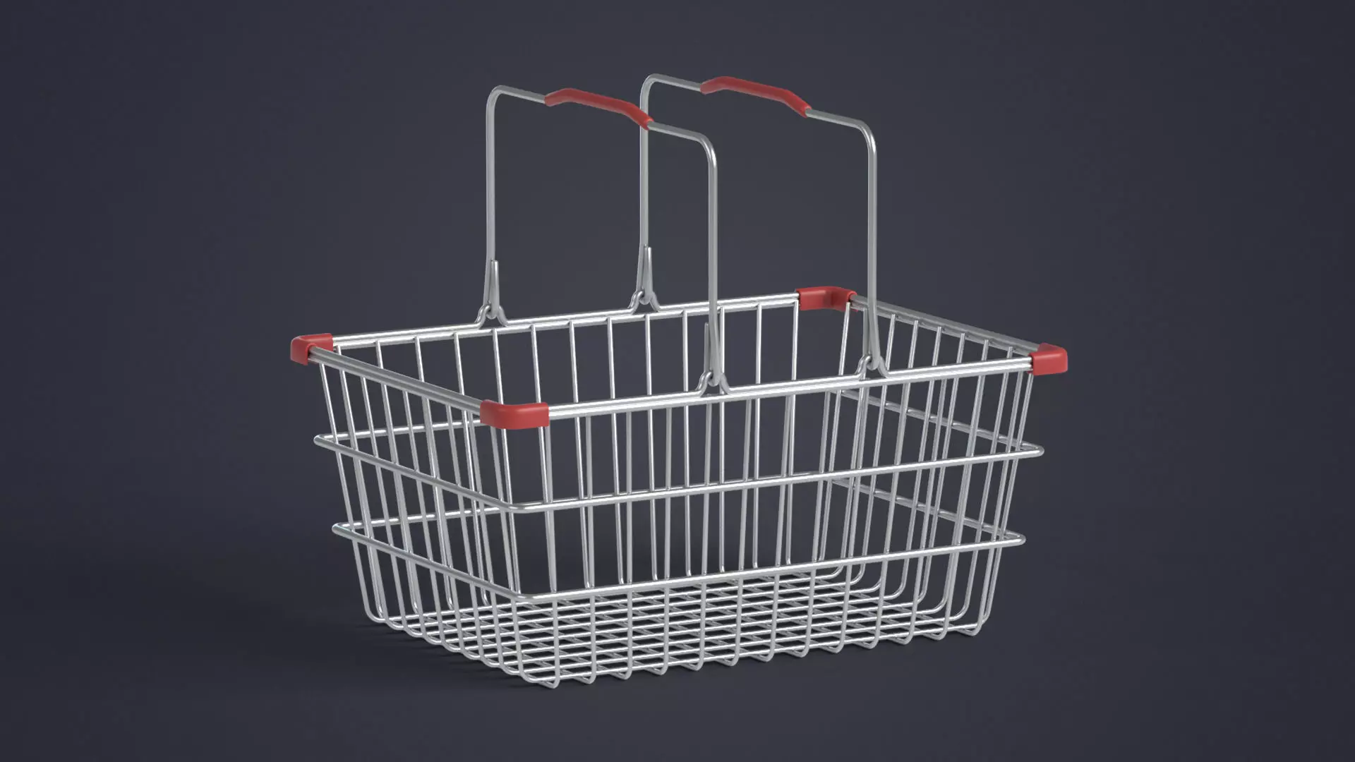 Metal Shopping Basket Low-poly 3D model_0