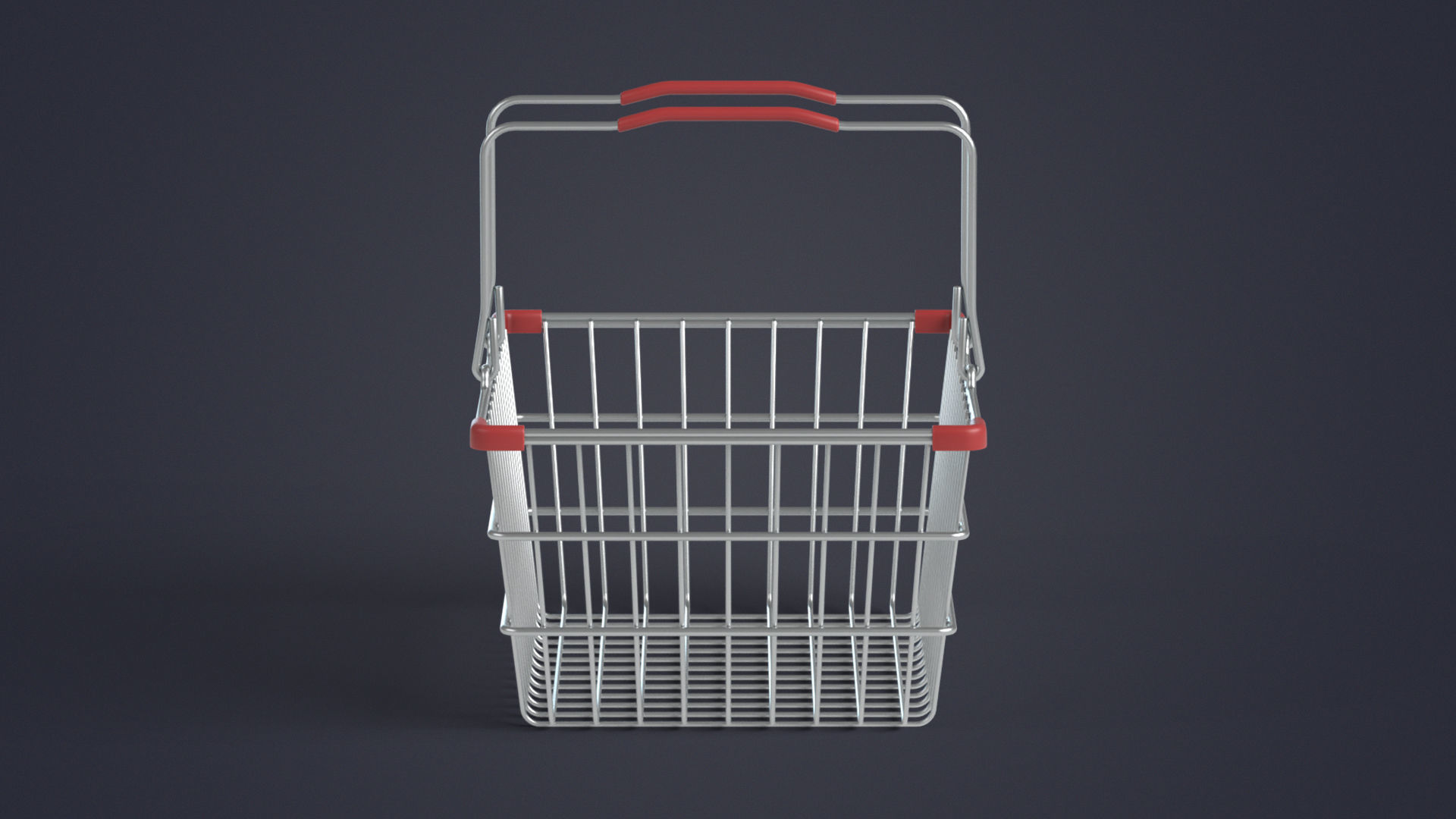 Metal Shopping Basket Low-poly 3D model_9