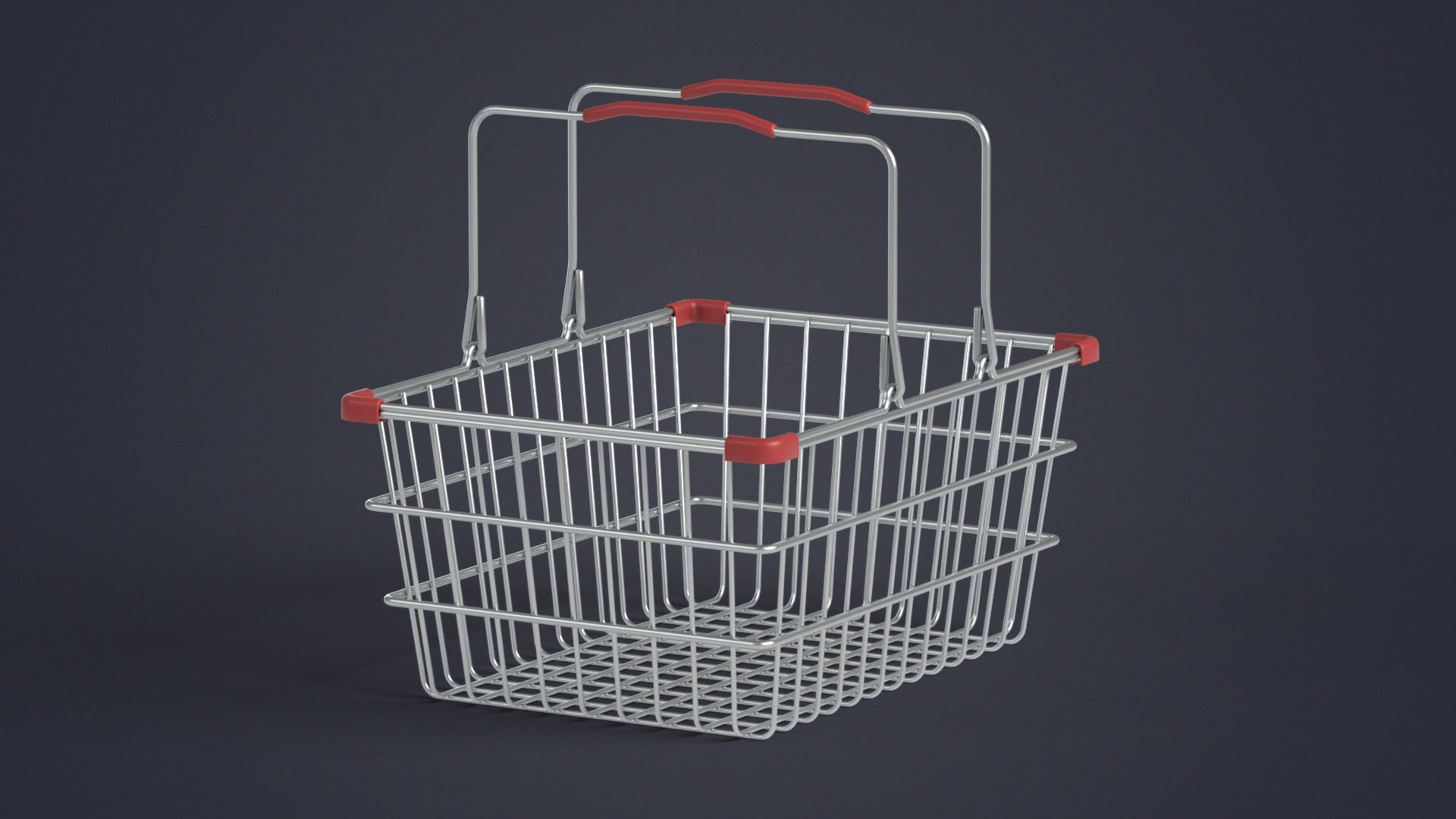 Metal Shopping Basket Low-poly 3D model_8