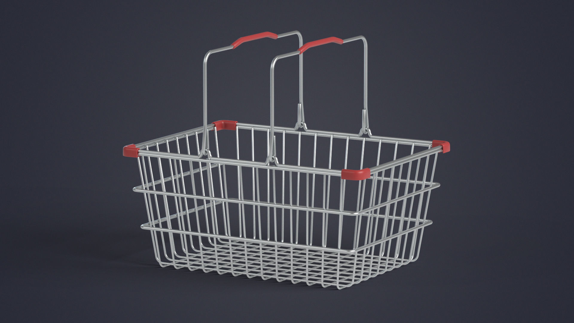 Metal Shopping Basket Low-poly 3D model_5