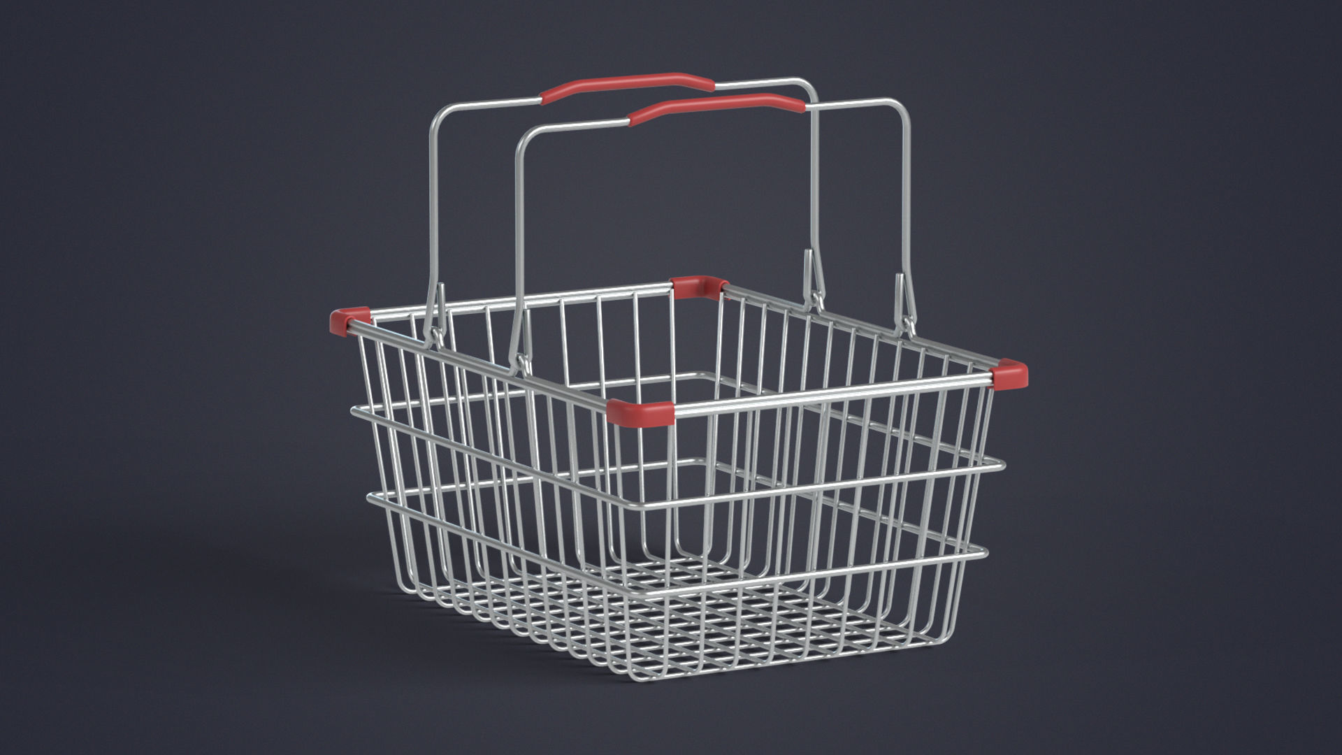 Metal Shopping Basket Low-poly 3D model_4