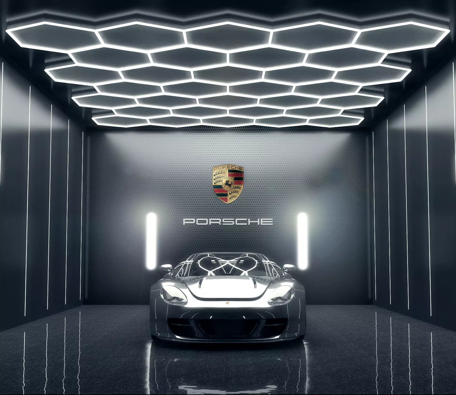 Car studio interior - render lighting storage 3D model_0
