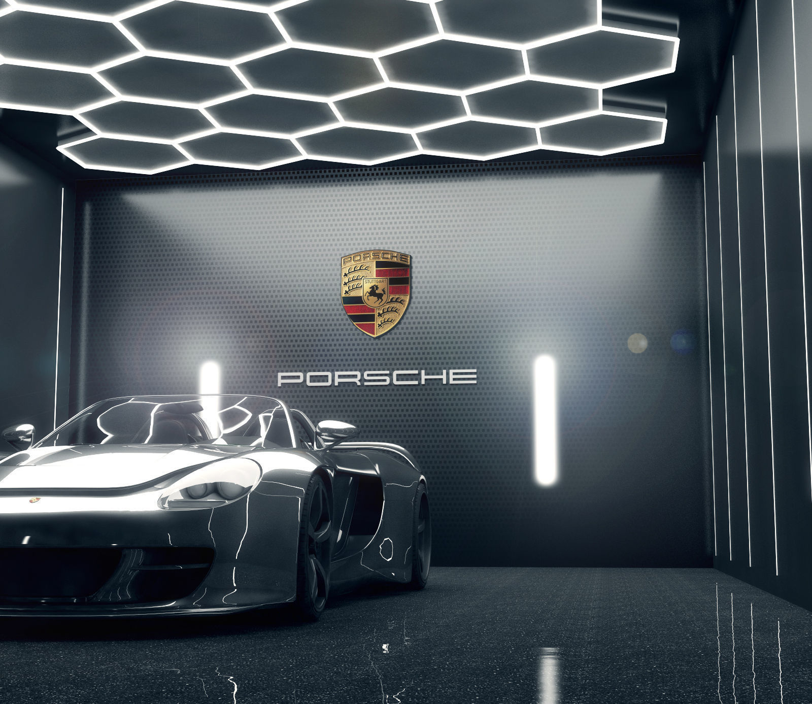 Car studio interior - render lighting storage 3D model_1